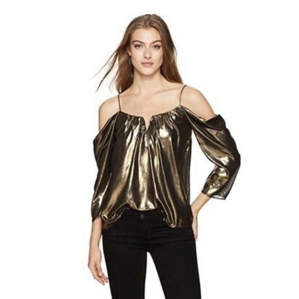 NWT Nicole Miller | Artelier Schluer Gold Foil Blouse Size Medium